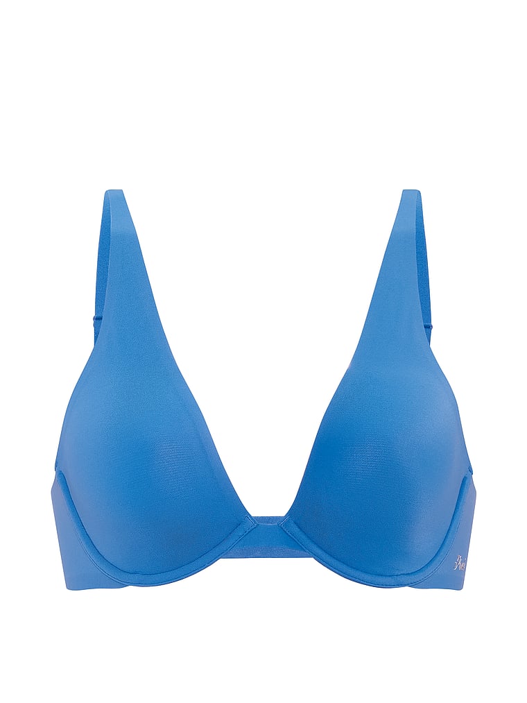 PINK Marshmallow Unlined Flexiwire Comfy Bra, Varsity Blue, offModelFront, 3 of 4
