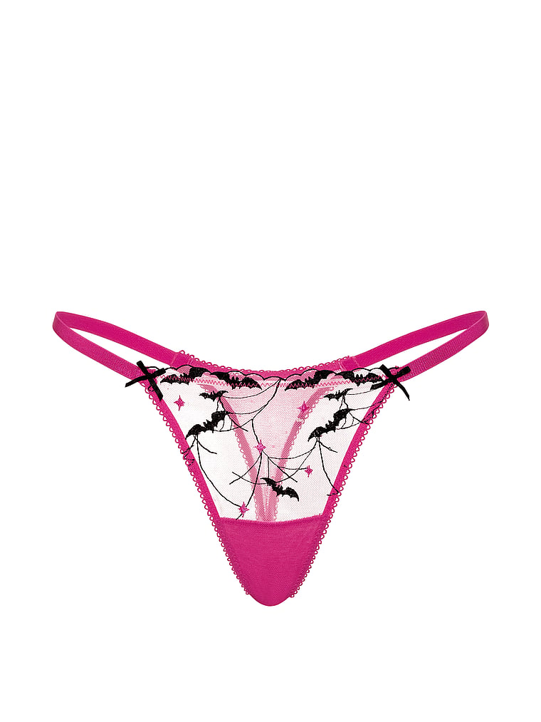 PINK PINK Wink™ Micro String Thong Panty, Pink Fire, offModelFront, 3 of 4