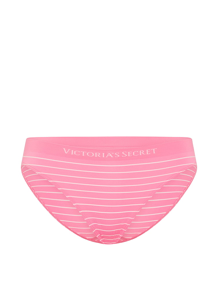 Victoria's Secret, Seamless Seamless Bikini Panty, Sexy Little Pink Pinstripes, offModelFront, 3 of 3