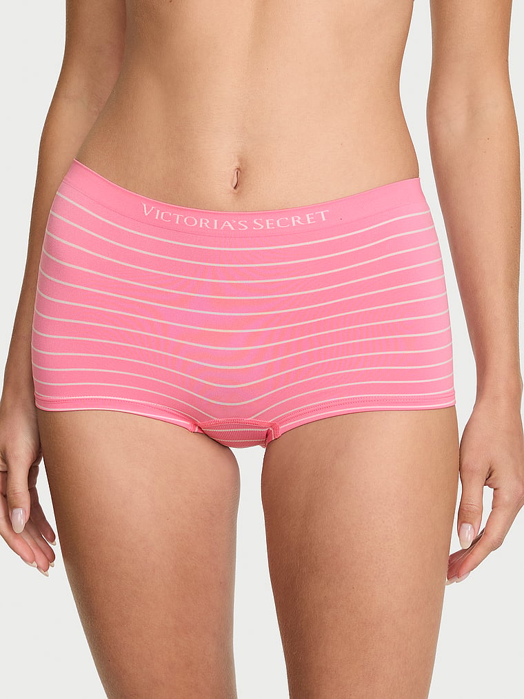 Victoria's Secret, Seamless Seamless Boyshort Panty, Sexy Little Pink Pinstripes, onModelFront, 1 of 3 Ari is 5'9" or 175cm and wears Small