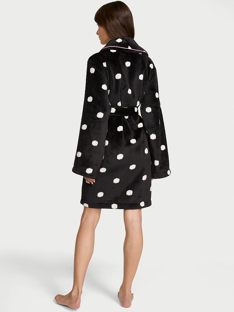 Victoria's Secret, Victoria's Secret Cozy Plush Robe, Polka Dots, onModelBack, 2 of 4 Ari is 5'9" and wears Small