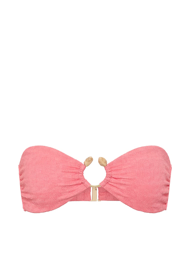 Beach Hoops Textured Jacquard Bandeau Bikini Top