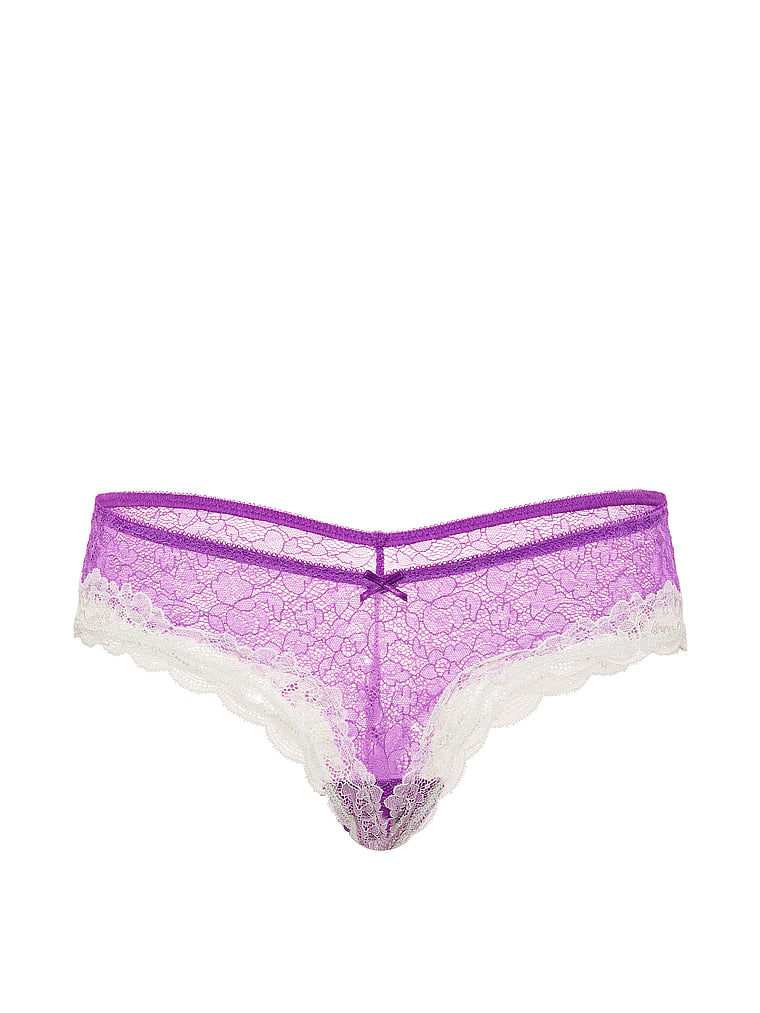 Victoria's Secret, Victoria's Secret Tease Fresh Squeezed Embroidery Cheeky Panty, Gumdrop Purple , offModelFront, 3 of 3
