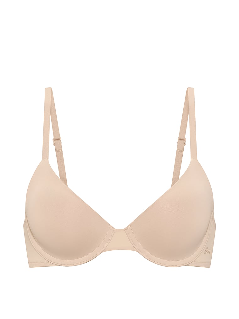 PINK Wear Everywhere Lightly Lined Demi Bra, Marzipan, offModelFront, 3 of 3