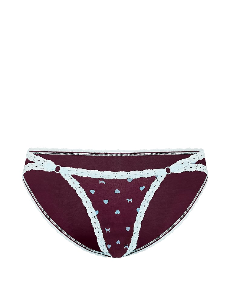 PINK Cotton Cheeky Panty, Wild Rose Heart Dog with Blue Dancer Lace, offModelFront, 4 of 4