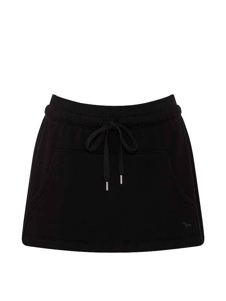 PINK Campus Fleece™ Front-Pocket Skort, Pure Black, offModelFront, 3 of 3