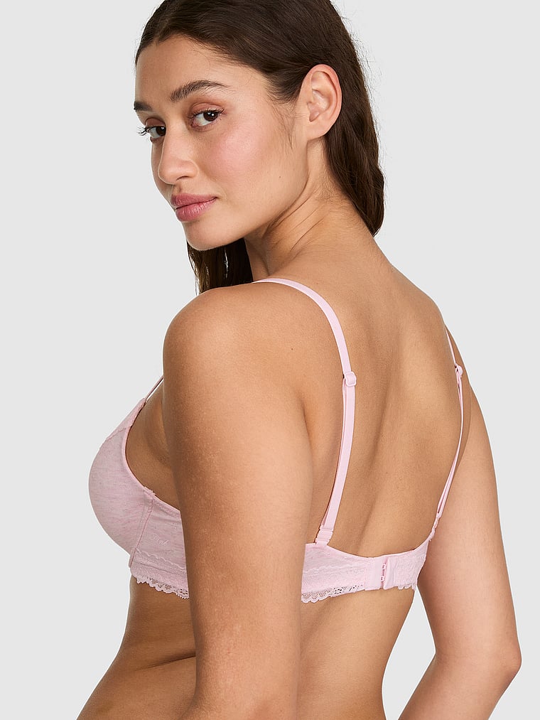 PINK Wear Everywhere Lightly Lined Demi Bra, Heather Petal Pink, onModelBack, 2 of 3