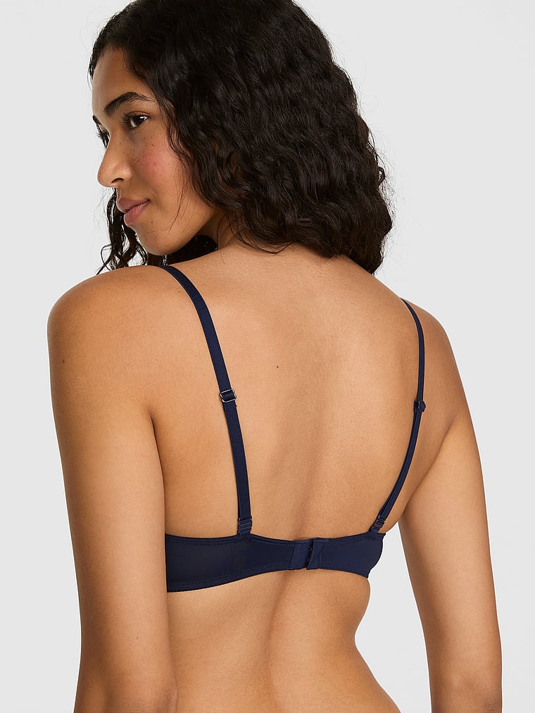 PINK Wear Everywhere Lightly Lined Demi Bra, Noir Navy, onModelBack, 2 of 3