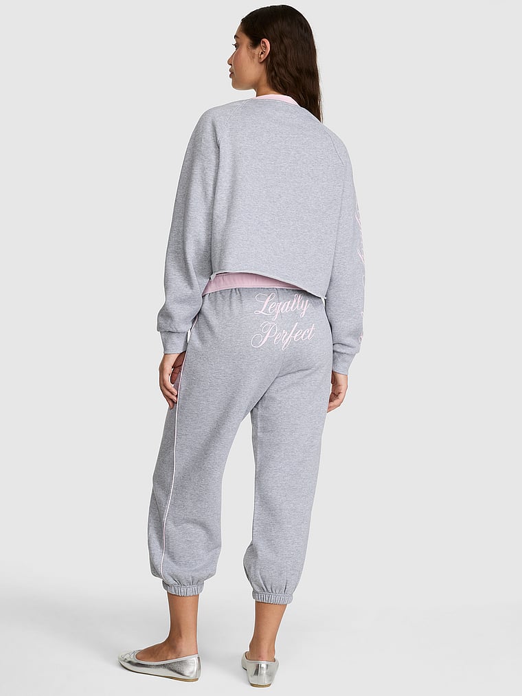 PINK | Elle PINK | Elle Campus Fleece™ Capri Sweatpants, Medium Heather Grey, onModelBack, 2 of 4