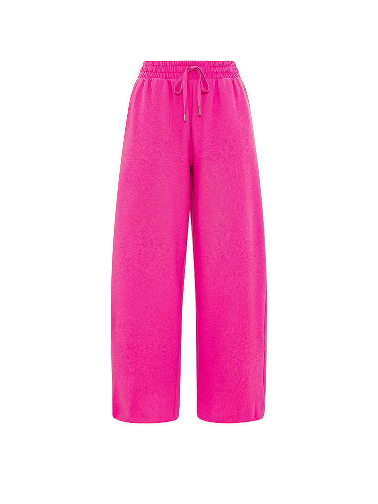 PINK Campus Fleece™ Wide-Leg Split-Hem Sweatpants, Pink Fire, offModelFront, 4 of 4