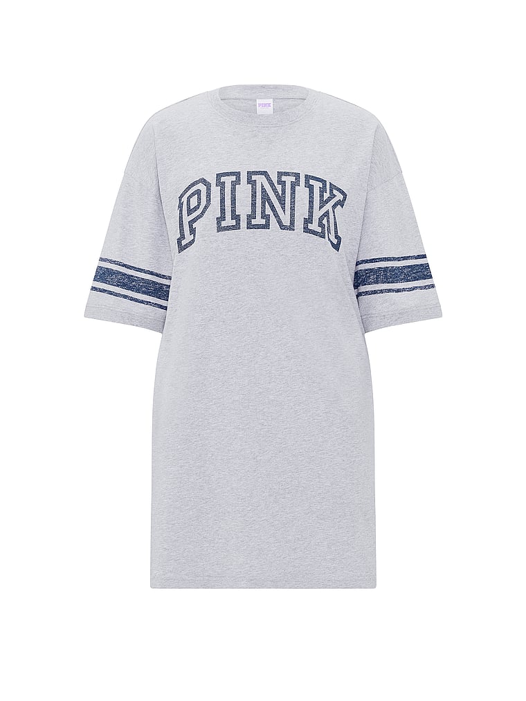 PINK Campus Cotton™ T-Shirt Dress, Heather Grey, offModelFront, 3 of 3