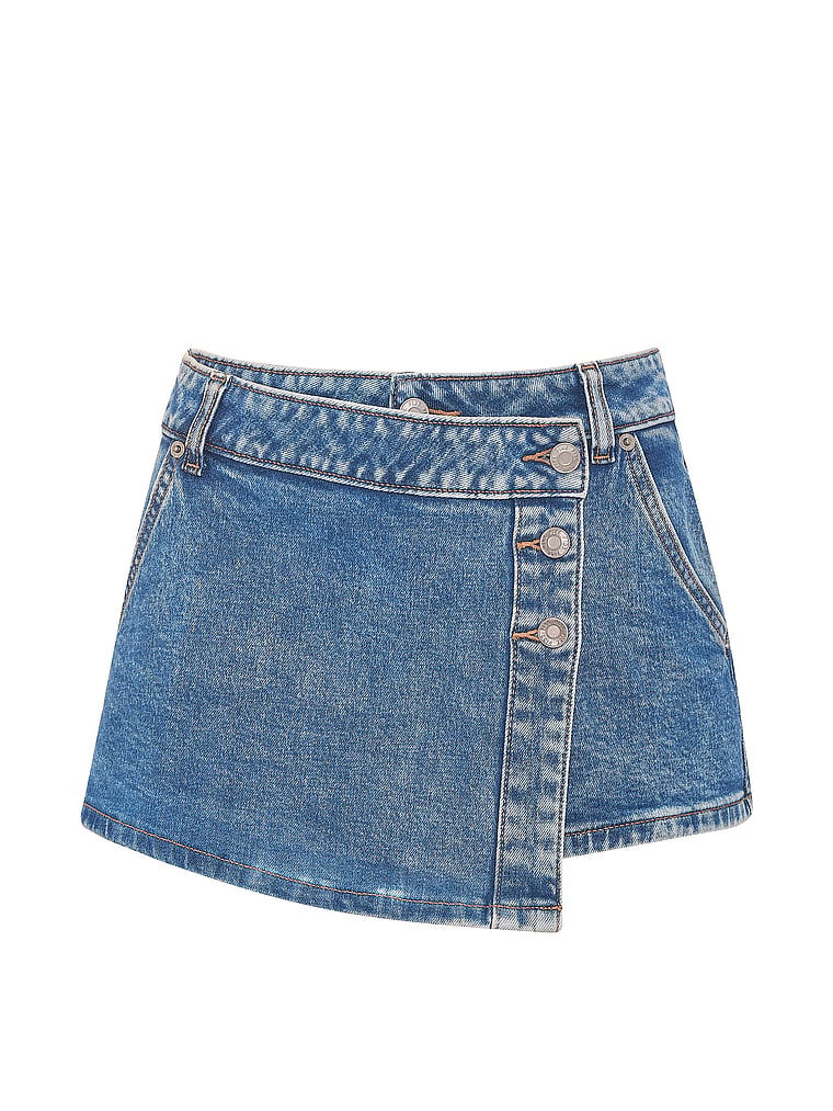 Mini Jean Wrap Skort