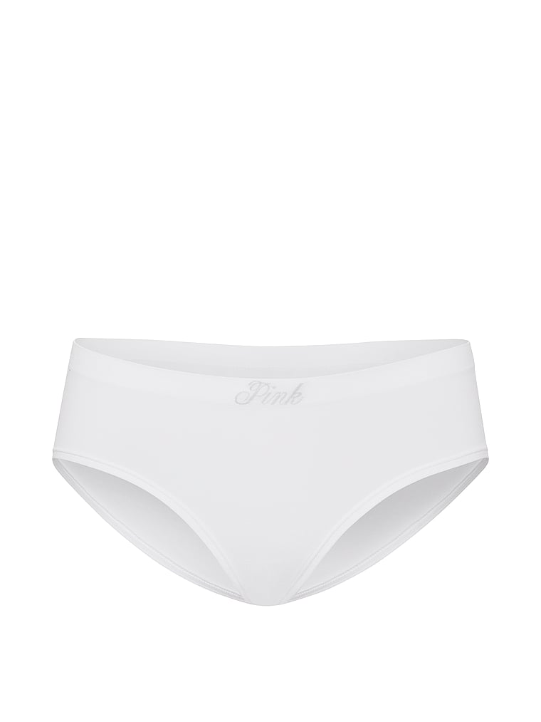 PINK Seamless Hiphugger Panty, White, offModelFront, 3 of 3