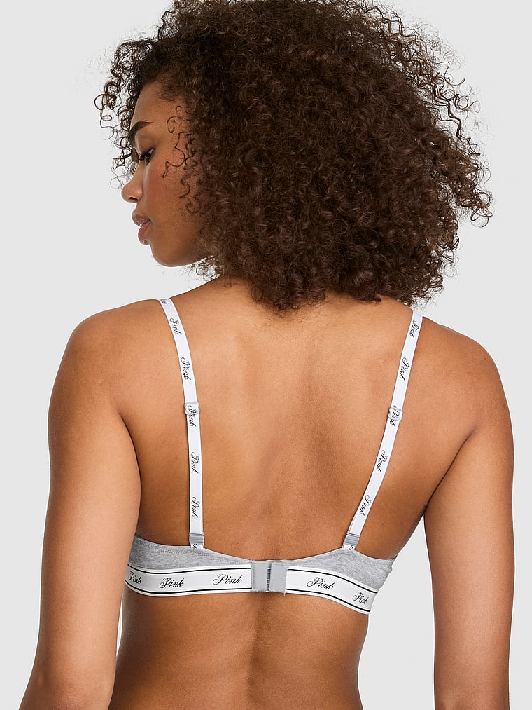 PINK Wear Everywhere Lightly Lined Demi Bra, Heather Grey, onModelBack, 2 of 3