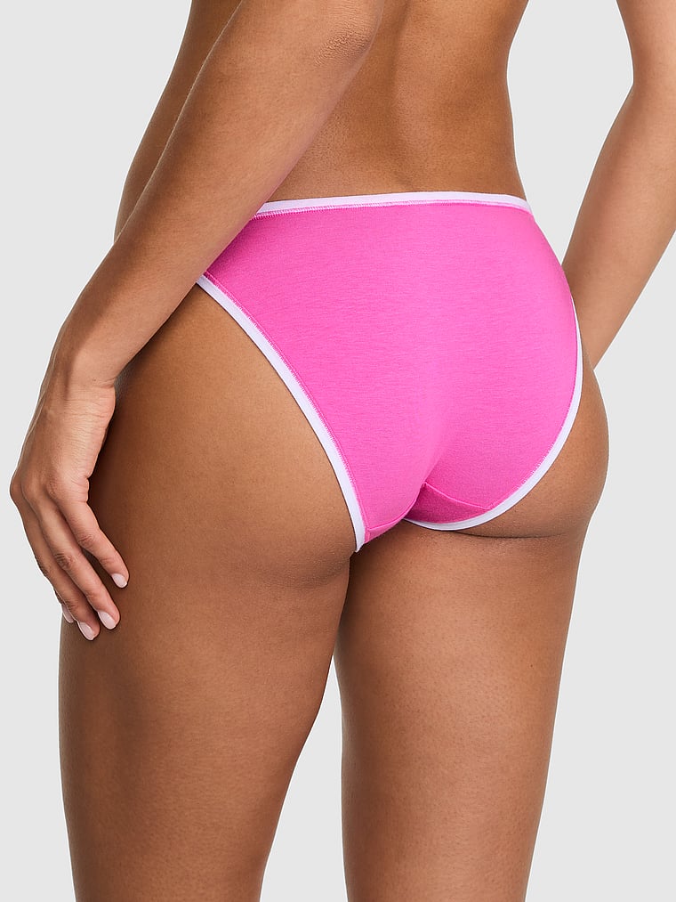 PINK Cotton Lace-Trim Bikini Panty, Sizzling Strawberry with PINK Graphic, onModelBack, 2 of 3