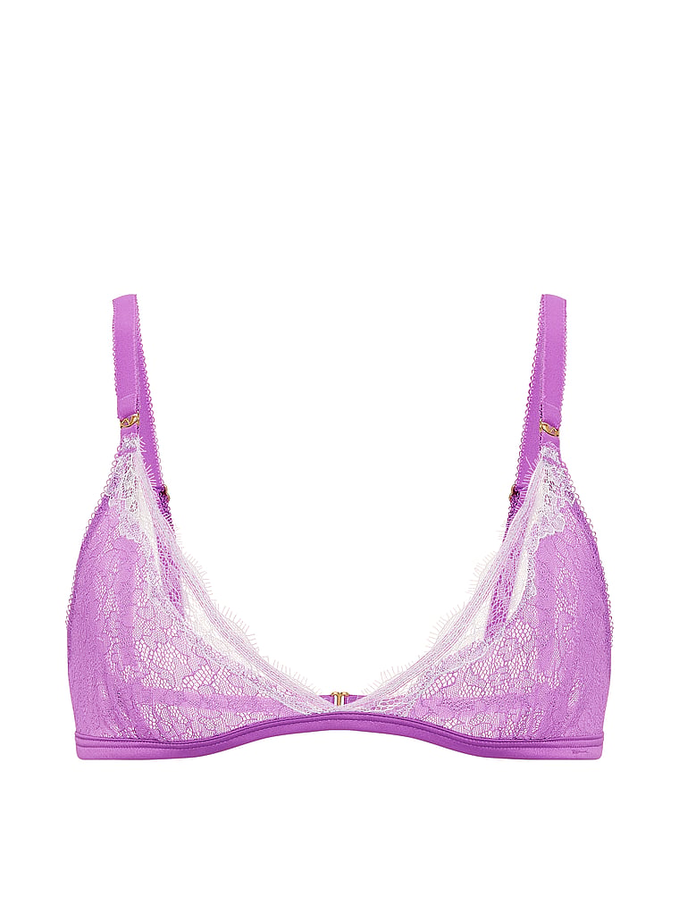 Victoria's Secret, Victoria's Secret Tease Fresh Squeezed Embroidery Triangle Bralette, Gumdrop Purple, offModelFront, 3 of 3