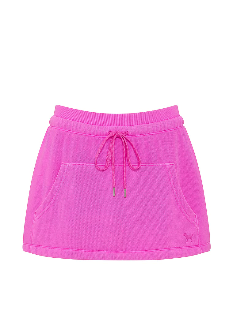 PINK Campus Fleece™ Front-Pocket Skort, Pink Berry, offModelFront, 3 of 3