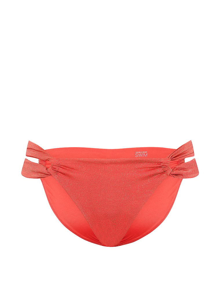 Victoria's Secret, Victoria's Secret Swim Shimmer Bikini Bottom, Hot Coral, offModelFront, 3 of 3