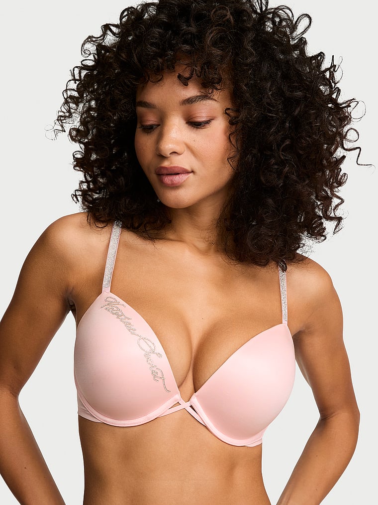 Victoria's Secret, Very Sexy Rose Lace Push-Up Bra, Angel Pink, onModelFront, 1 of 5