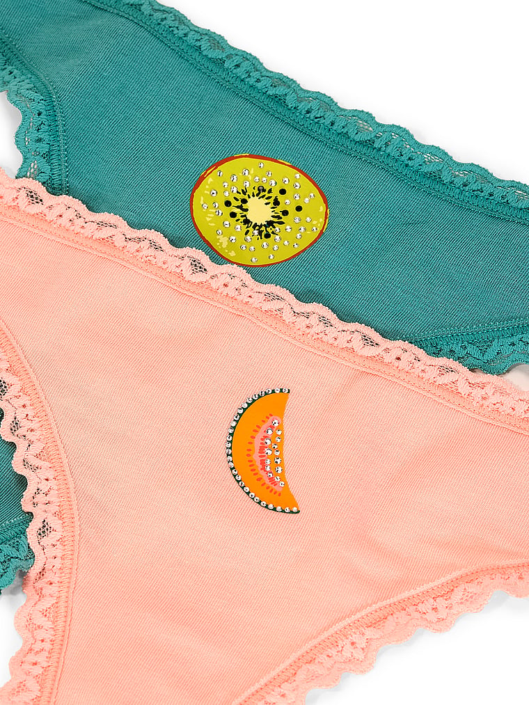 7-Pack Cotton Lace-Trim Thong Panties