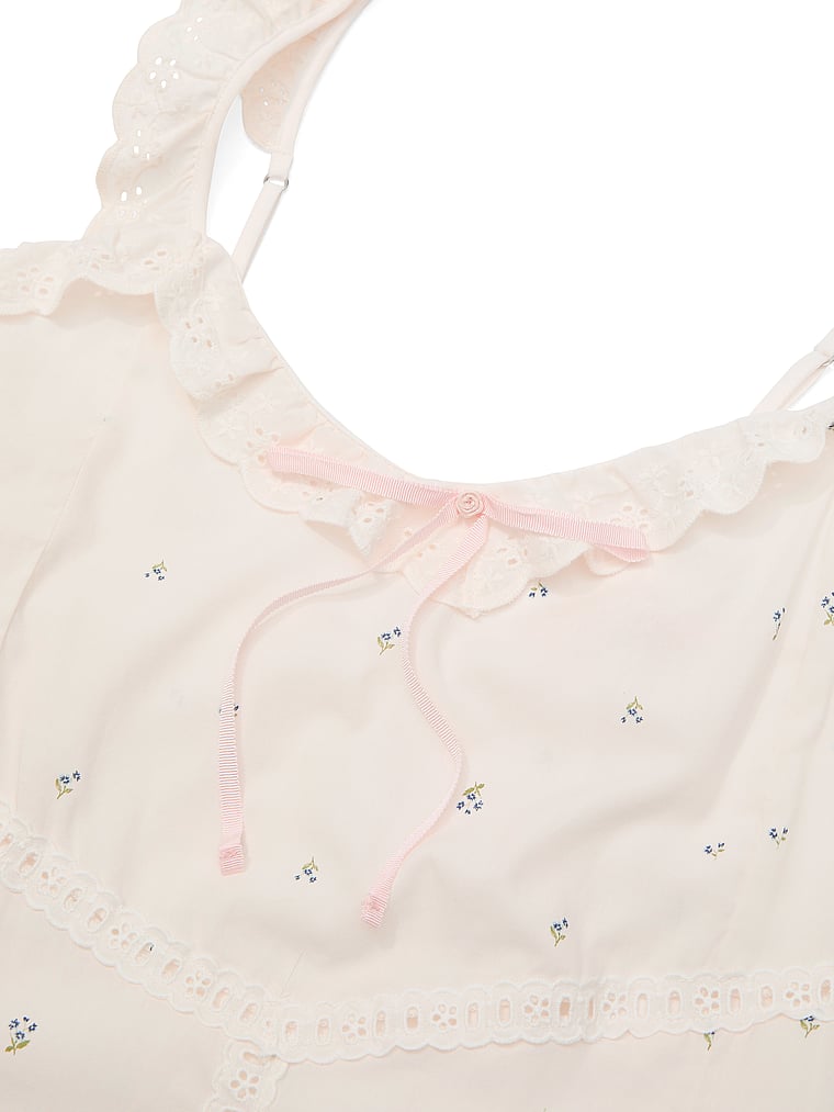 Victoria's Secret, Victoria's Secret Cotton Dream Midi Nightgown, Coconut White Floral, detail, 4 of 4