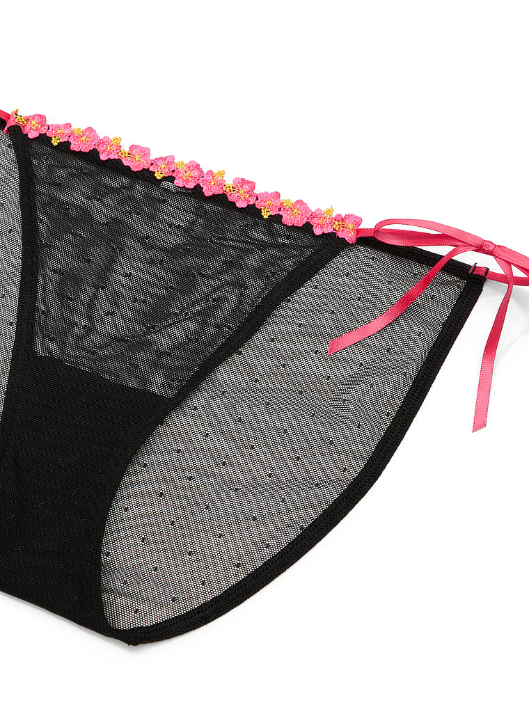 PINK PINK Wink™ String Bikini Panty, Black/Fall for Me Pink, detail, 5 of 5