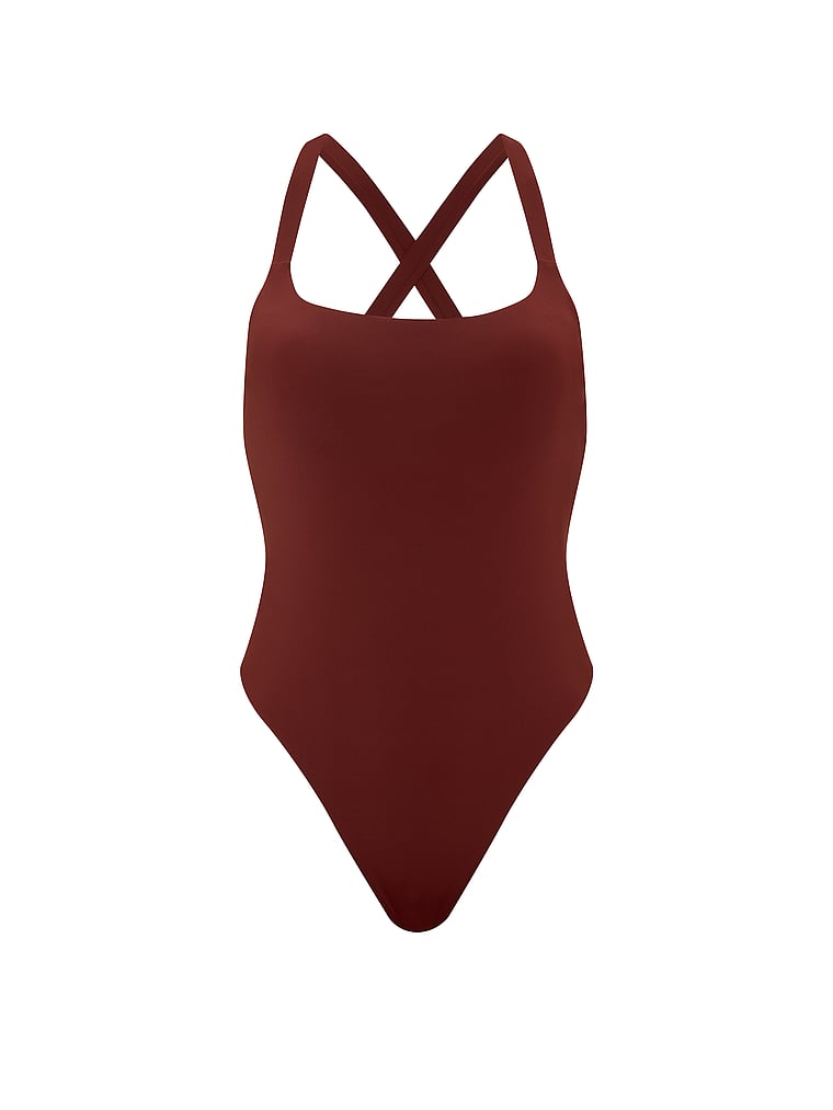 Victoria's Secret, Victoria's Secret Swim Itsy Cross-Back One-Piece Swimsuit, Dark Chili, offModelFront, 3 of 3