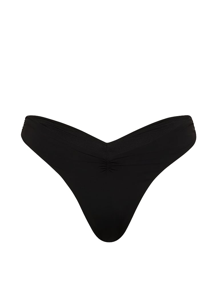 Victoria's Secret, Victoria's Secret Swim Sweetheart Itsy Bikini Bottom, Pure Black, offModelFront, 3 of 3