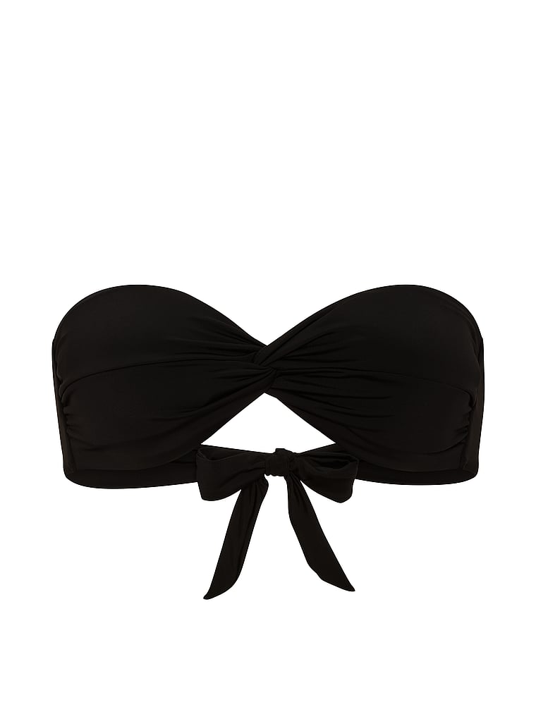 Victoria's Secret, Victoria's Secret Swim Twist Bandeau Bikini Top, Pure Black, offModelFront, 3 of 3