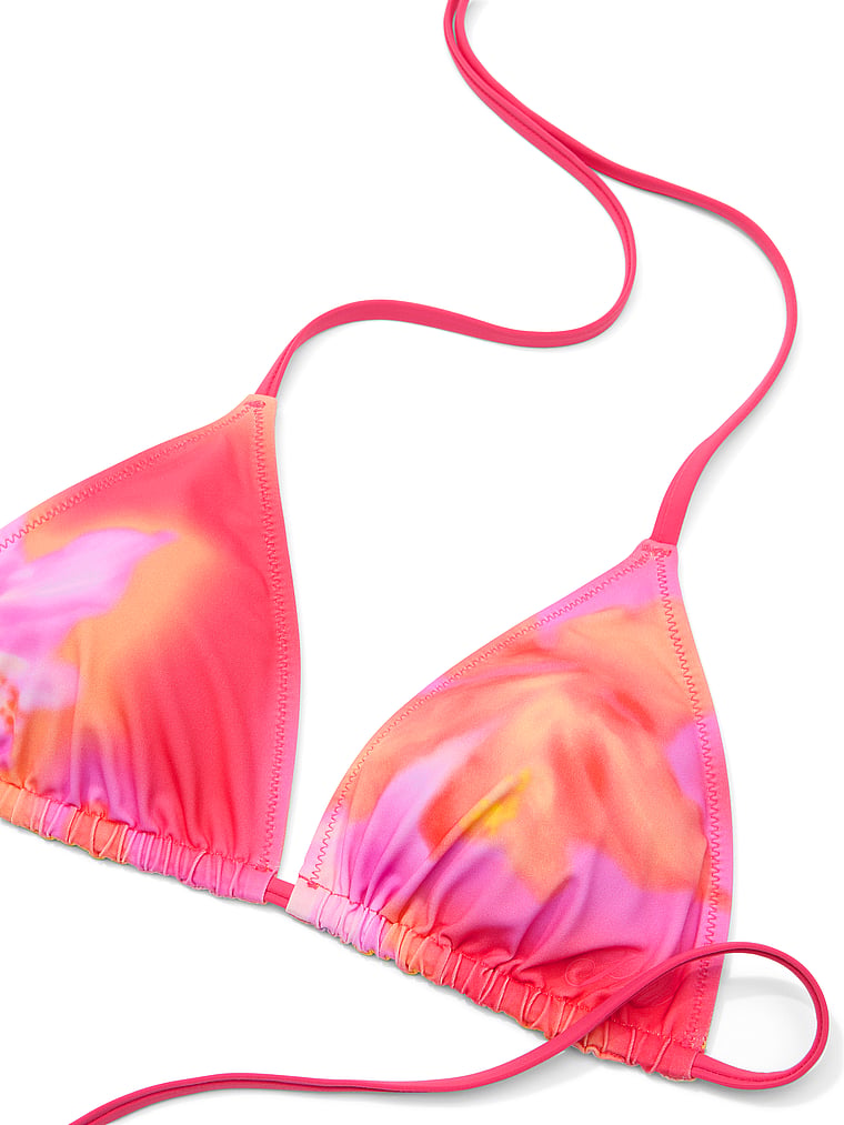 PINK SWIM Reversible Triangle String Bikini Top, Hazy Hibiscus, detail, 4 of 4