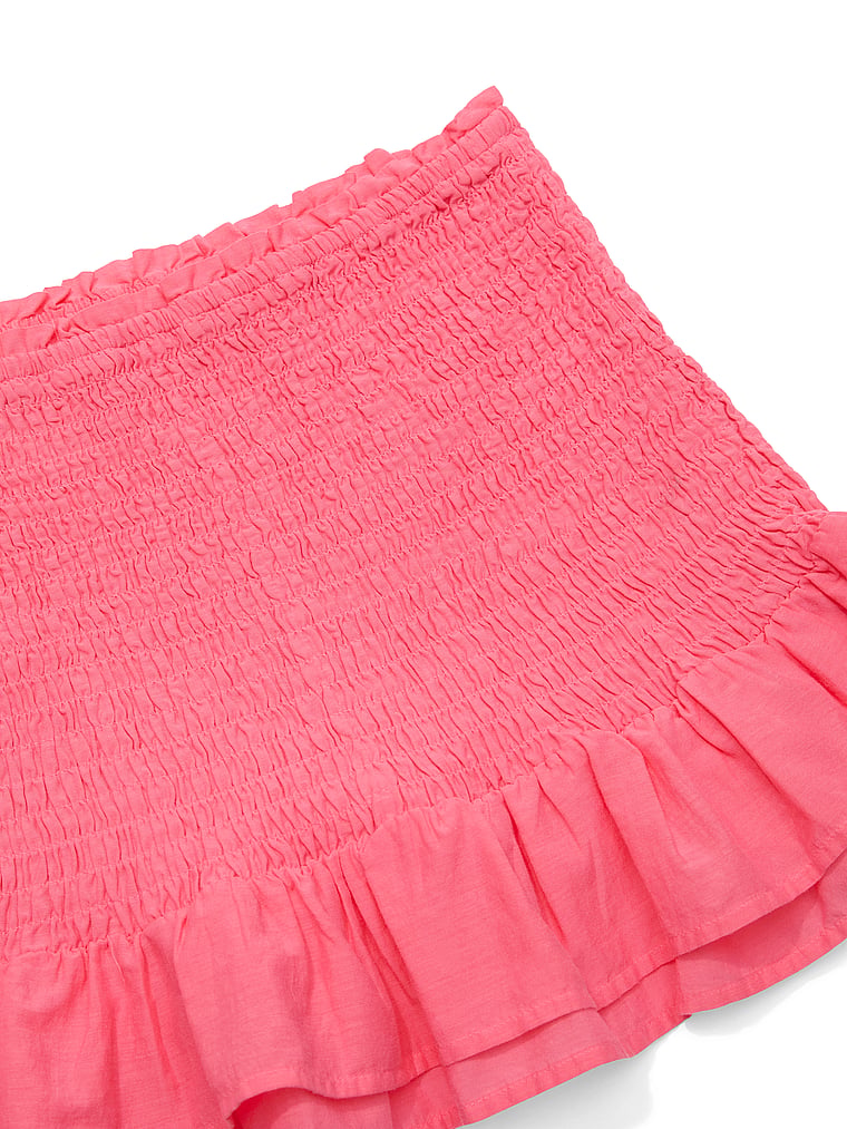 PINK Flirty Fit Smocked Mini Skirt, Vivid Pink, detail, 4 of 4
