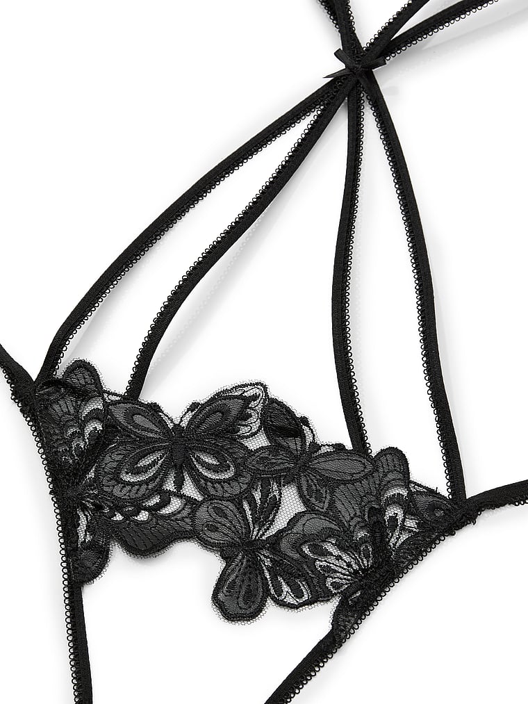 Victoria's Secret, Very Sexy Butterflies Embroidery Strappy Naked Playsuit, Black Butterflies, detail, 4 of 4