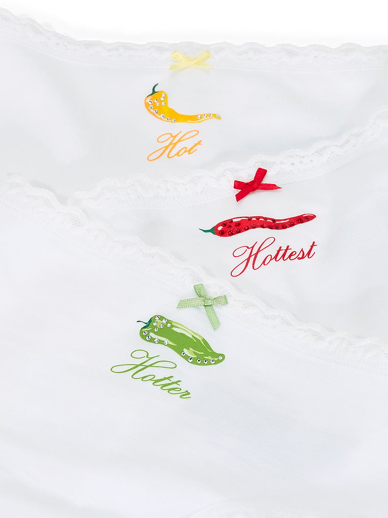 5-Pack Cotton Lace-Trim Cheeky Panties