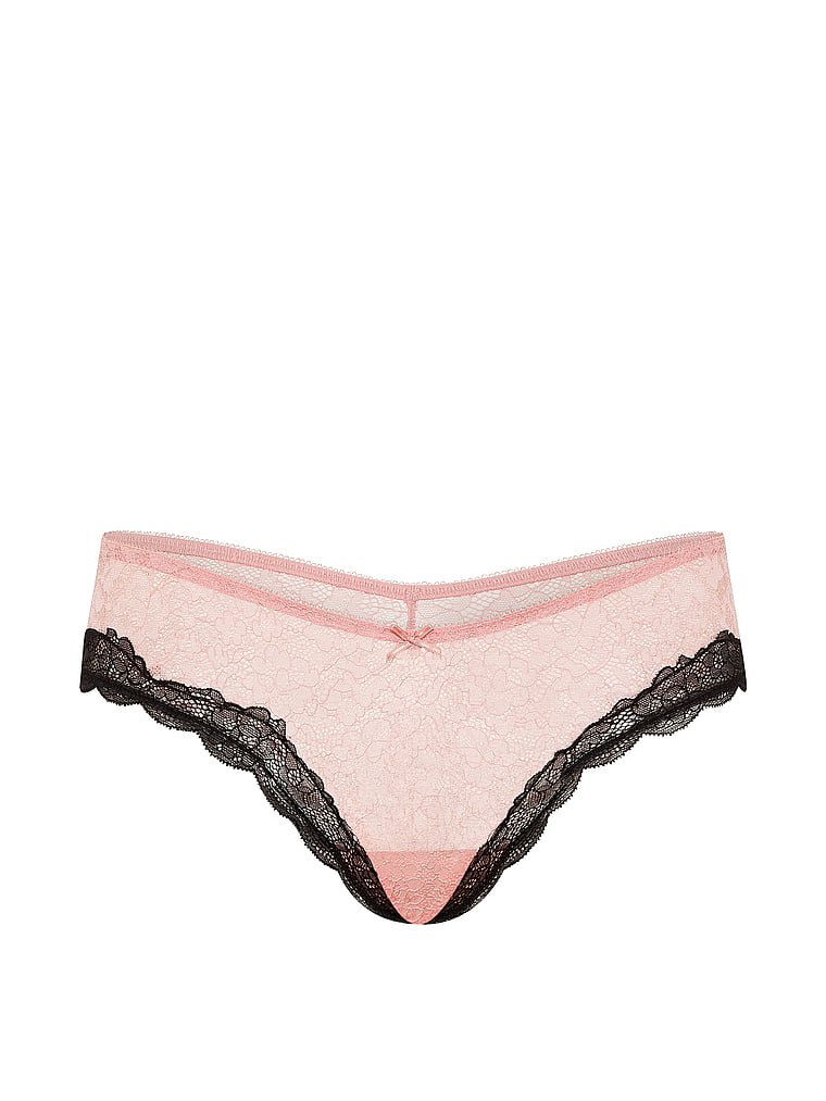 Victoria's Secret, Victoria's Secret Tease Fresh Squeezed Ruffled Mesh Cheeky Panty, Royal Pink, offModelFront, 3 of 3