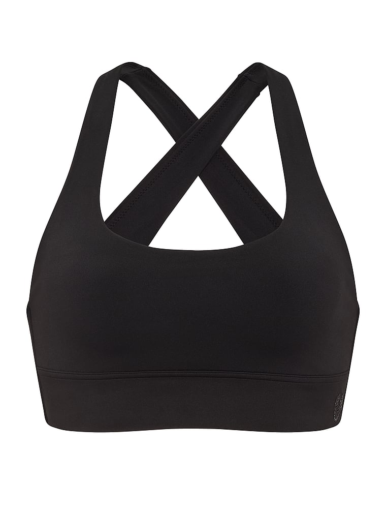 PINK PINK Relay™ Twist-Back Bra, Pure Black, offModelFront, 3 of 3