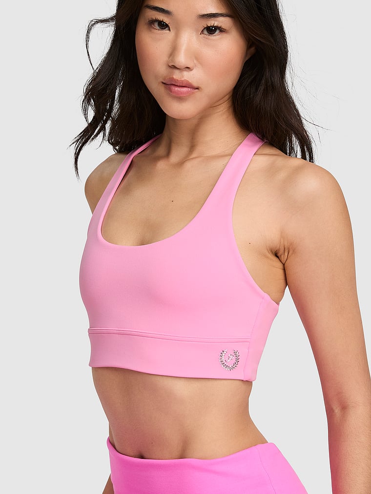 PINK PINK Relay™ Twist-Back Bra, Pink Lollipop, onModelBack, 2 of 4