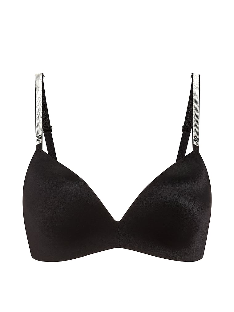 Victoria's Secret, Very Sexy So Obsessed Smooth Wireless Push-Up Bra, Black, offModelFront, 4 of 5