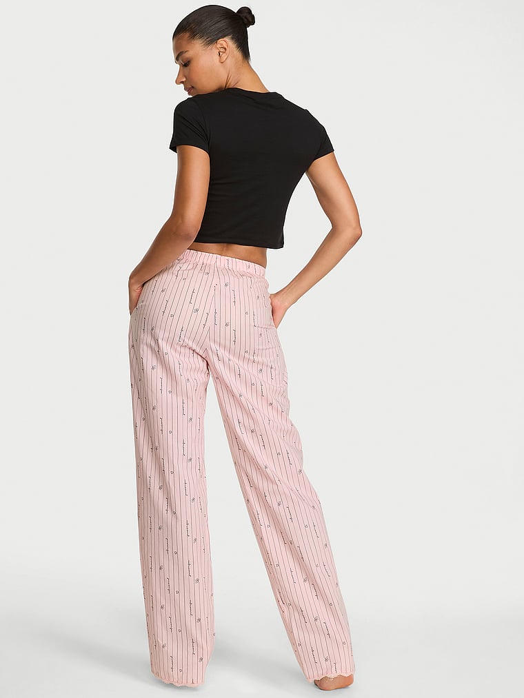 Victoria's Secret, Victoria's Secret Mix & Match Sleep Heritage Cotton Pajama Pants, Angel Pink Heart Stripes, onModelBack, 2 of 4