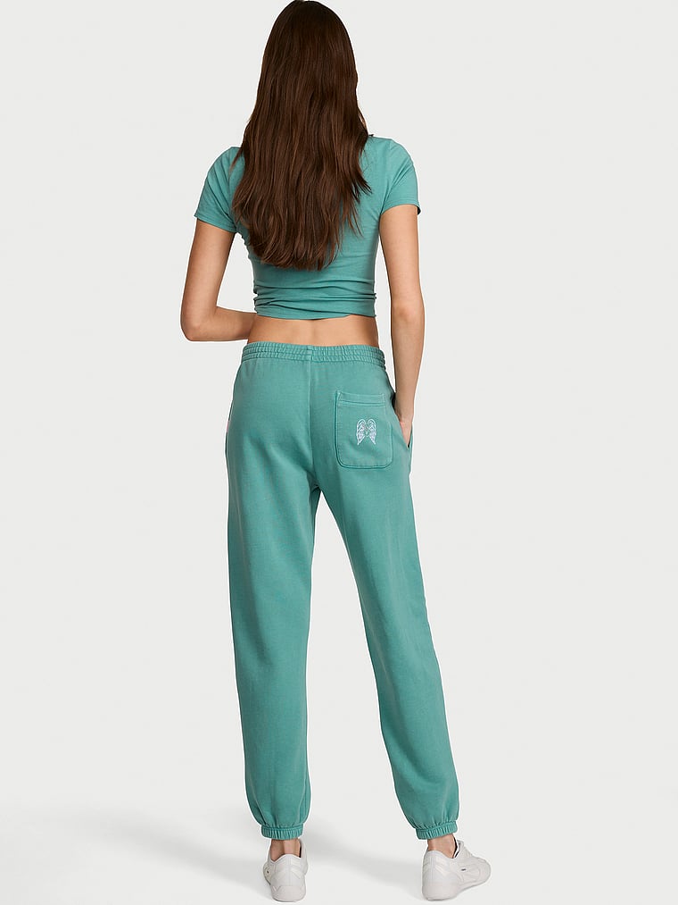 Victoria's Secret, Angel Essentials Iconic Fleece Relaxed Jogger Sweatpant, Dusty Turquoise, onModelBack, 2 of 3 Kennidy is 5'11" or 180cm and wears Small