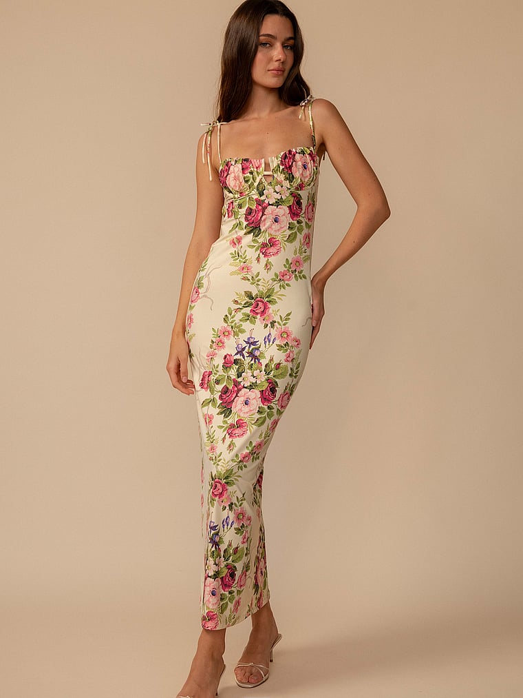 Victoria's Secret, Montce Petal Long Slip Dress, Bouquet, onModelFront, 1 of 3