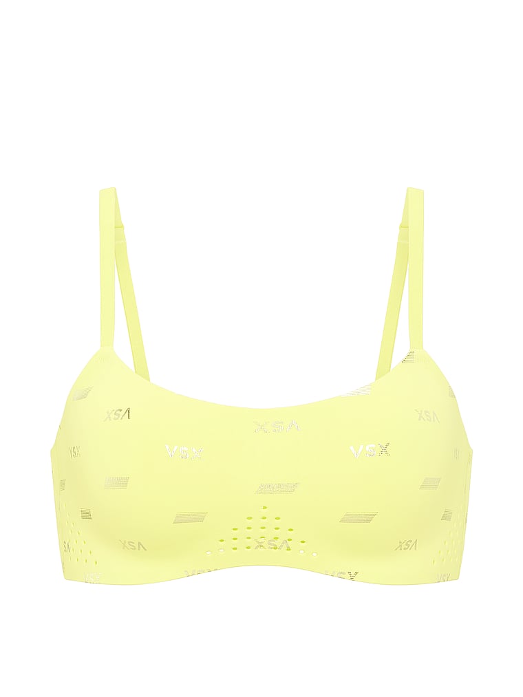 Victoria's Secret, VSX VSX Featherweight™ Light Balconette Sports Bra, Lime Yellow & Silver, offModelFront, 3 of 3