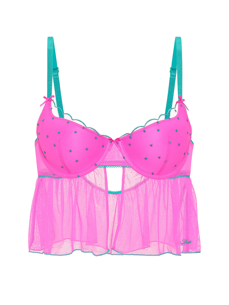PINK PINK Wink™ Lightly Lined Scoop Corset Top, Pink Berry, offModelFront, 3 of 3