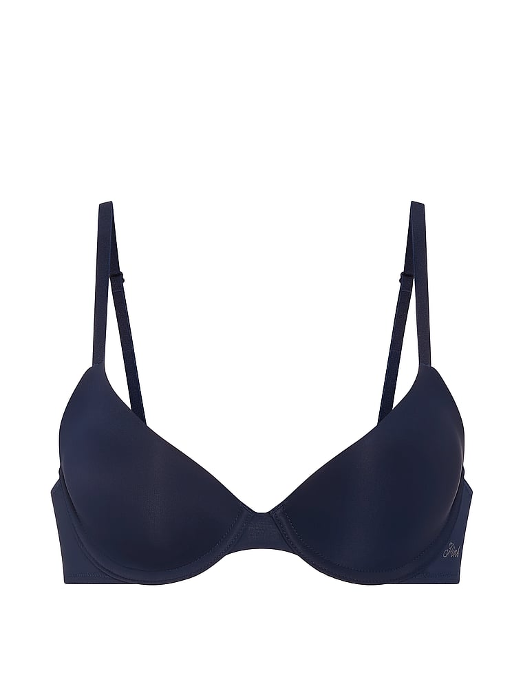 PINK Wear Everywhere Lightly Lined Demi Bra, Noir Navy, offModelFront, 3 of 3