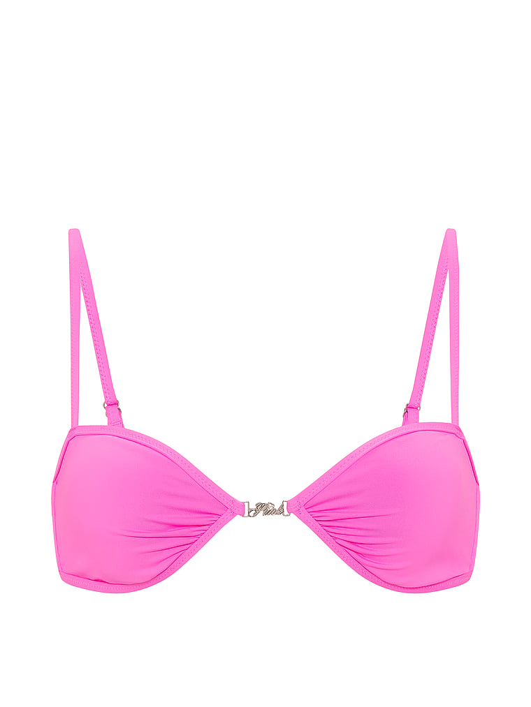 PINK SWIM Tiny Strappy Bikini Top, Pink Berry, offModelFront, 3 of 3