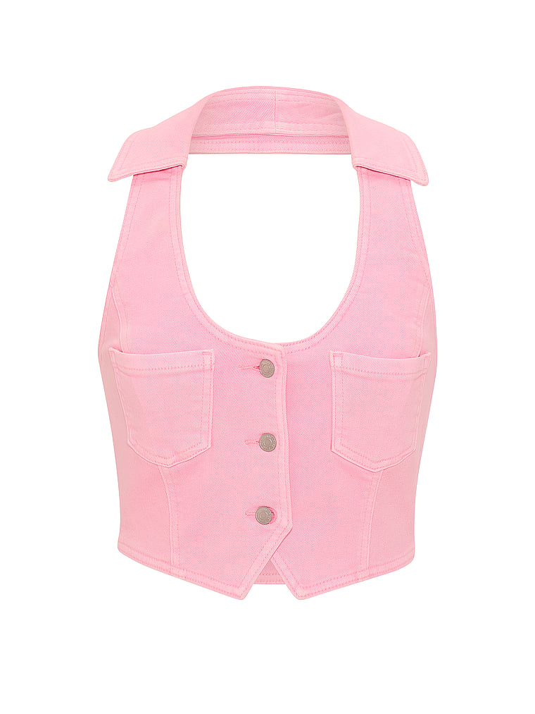 PINK | Elle Denim Halter Top