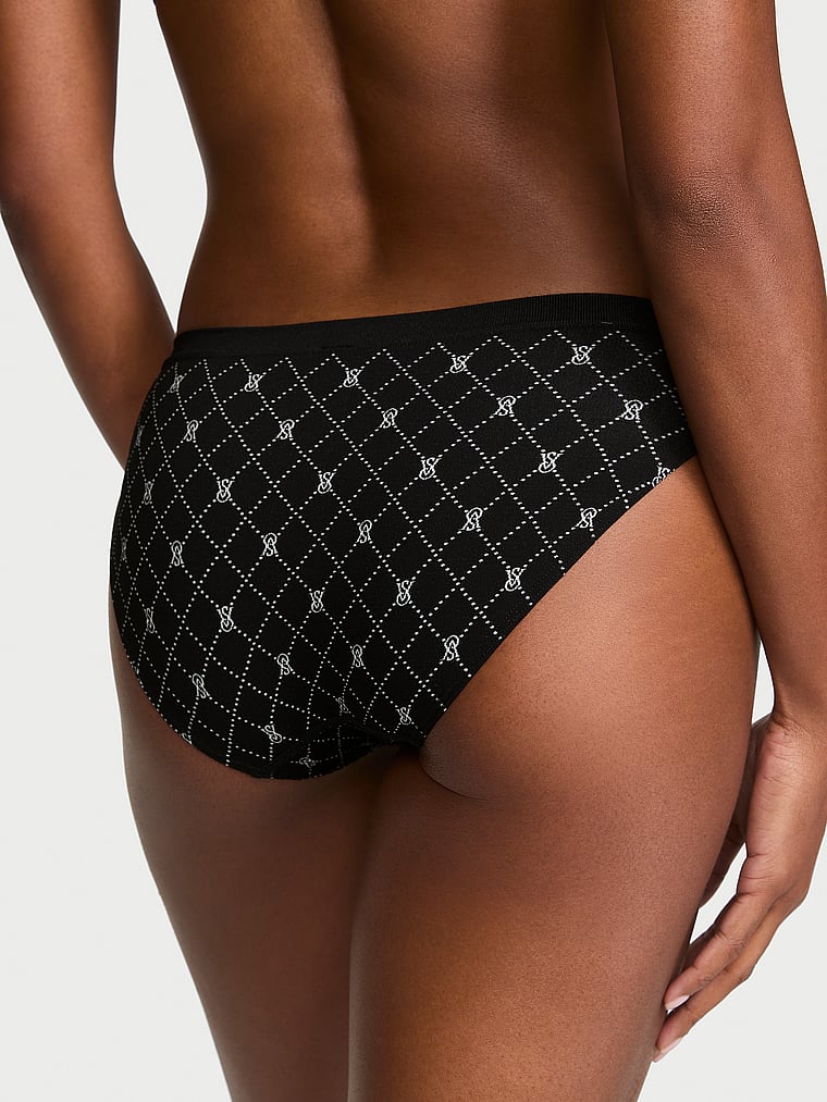 Victoria's Secret, Seamless Seamless Bikini Panty, Black Diamond Logos, onModelBack, 2 of 3 Tsheca  is 5'9" or 175cm and wears Small