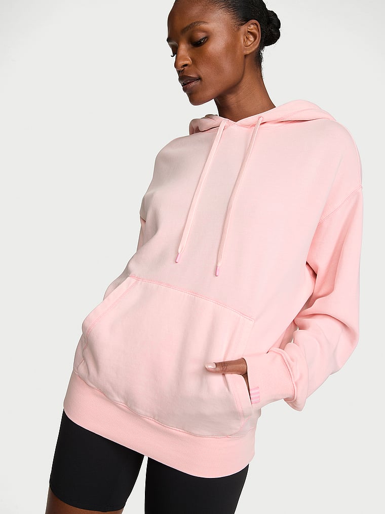 Victoria's Secret, Angel Essentials Iconic Fleece Hoodie, Angel Pink, onModelBack, 2 of 4 Tsheca is 5'9" or 175cm and wears Small