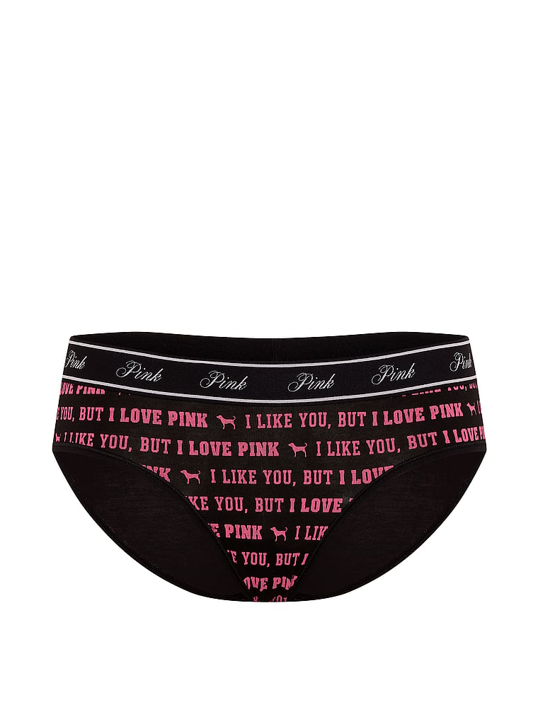 PINK Lacie Logo Hiphugger Panty, Black I Like You, But I Love Pink, offModelFront, 3 of 3