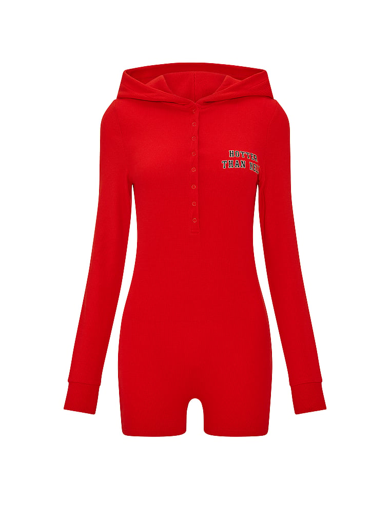 PINK Halloween Romper, Bright Vermillion Devil, offModelFront, 4 of 5