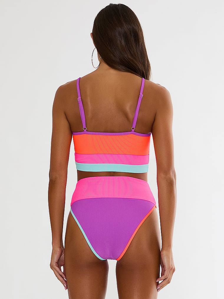 Victoria's Secret, Beach Riot Eva Bikini Top, Vibrant Volley Colorblock, onModelBack, 2 of 4